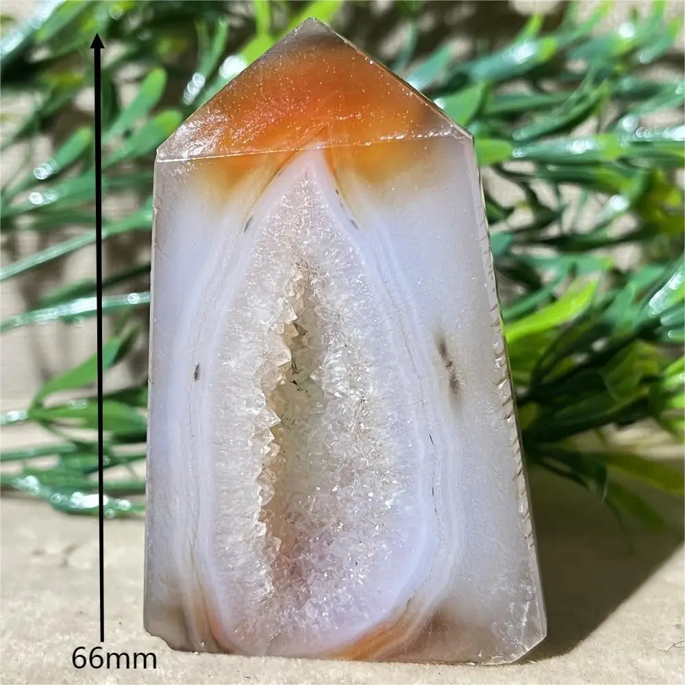 Natural Carnelian Agate Druzy Flat Tower