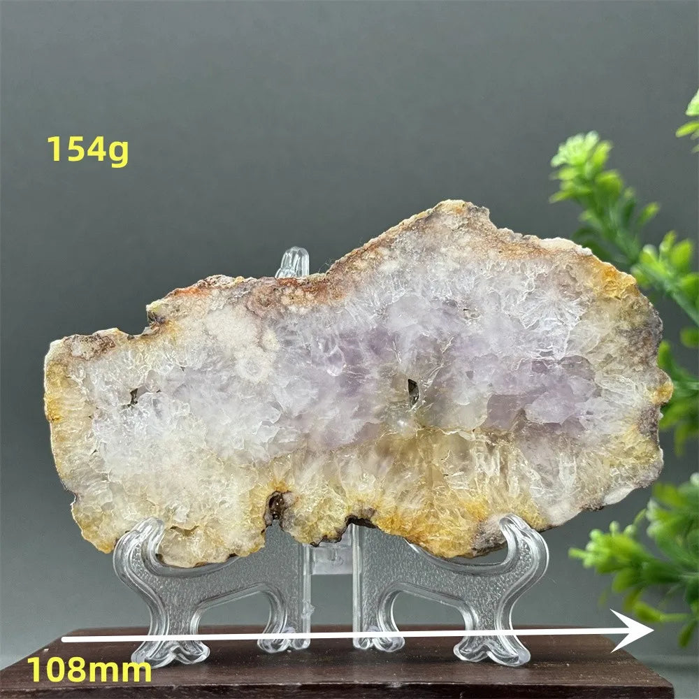 Natural Pink Amethyst Flower Agate Geode Slab (With Stand)