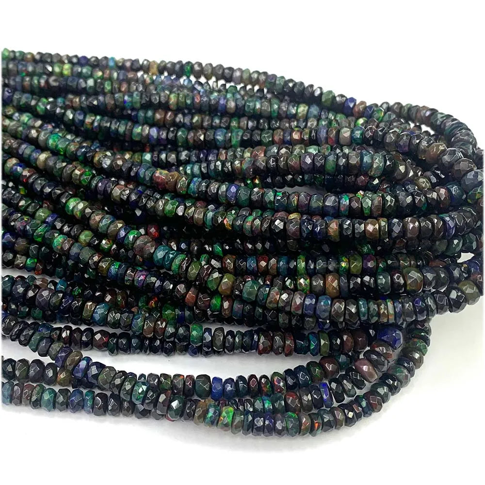 AAA Genuine Brown Fire Opal Faceted Rondelle Bead Strand