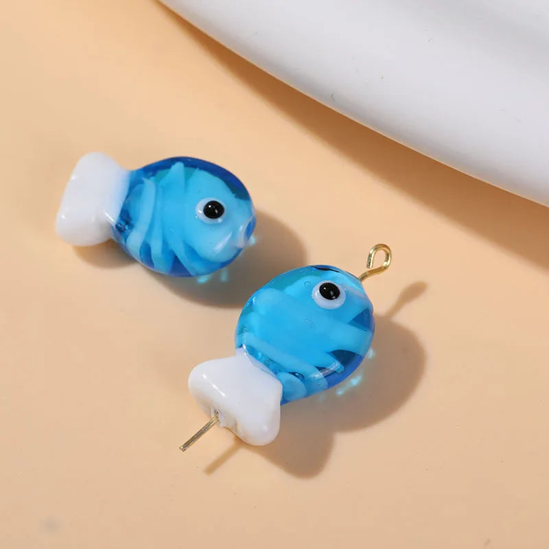 2pcs Artisan Handmade Glass Fish Beads