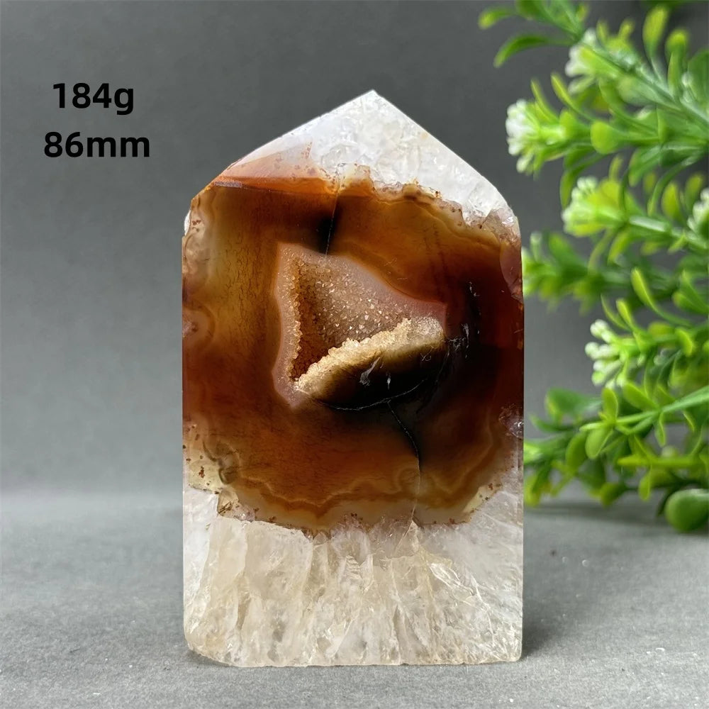 Natural Red Agate Cave Geode Obelisk