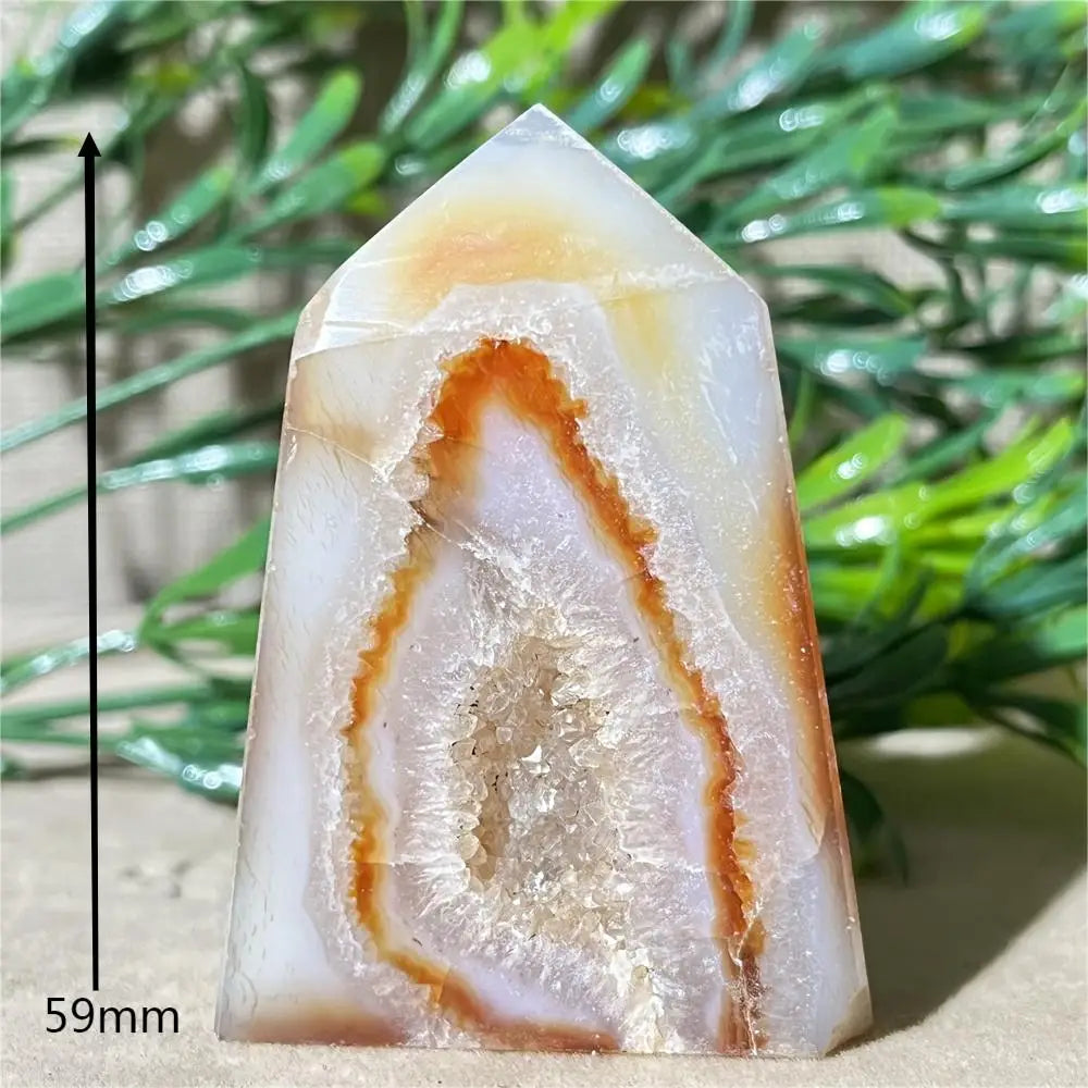 Natural Carnelian Agate Druzy Flat Tower