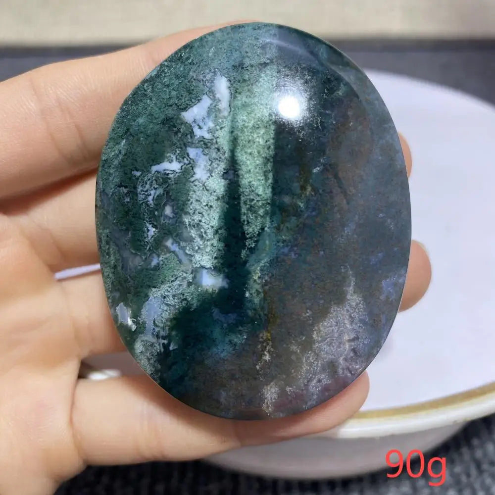 Natural Moss Agate Palm Stone