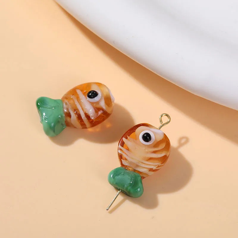 2pcs Artisan Handmade Glass Fish Beads