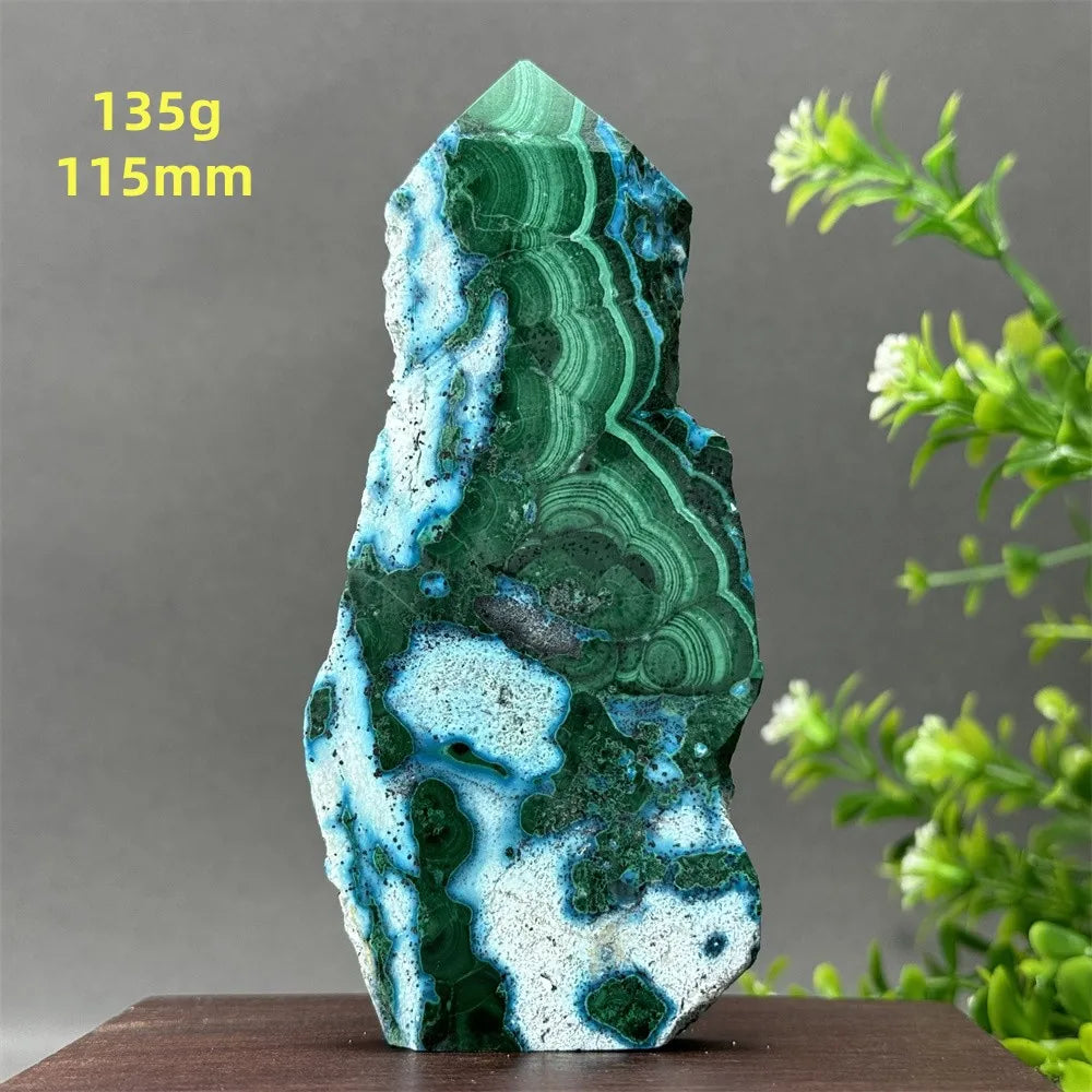 Tour de chrysocolle bleue naturelle, obélisque de forme libre, pierre brute, spécimen minéral, guérison Reiki, méditation, sorcellerie, décoration intérieure
