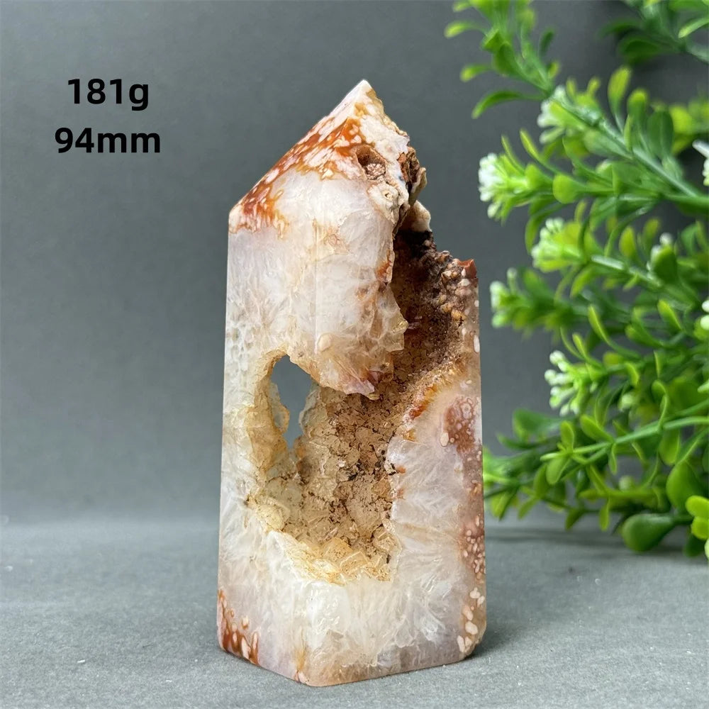 Natural Red Agate Cave Geode Obelisk