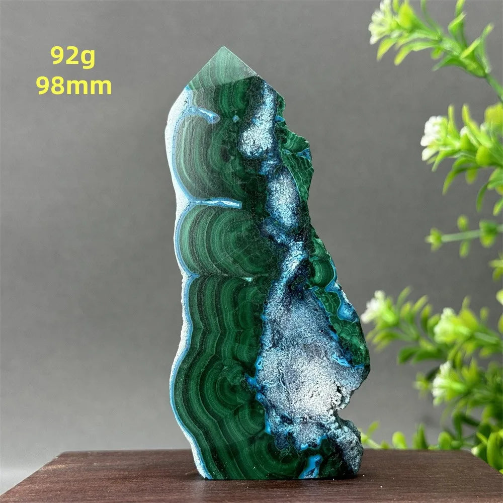 Tour de chrysocolle bleue naturelle, obélisque de forme libre, pierre brute, spécimen minéral, guérison Reiki, méditation, sorcellerie, décoration intérieure