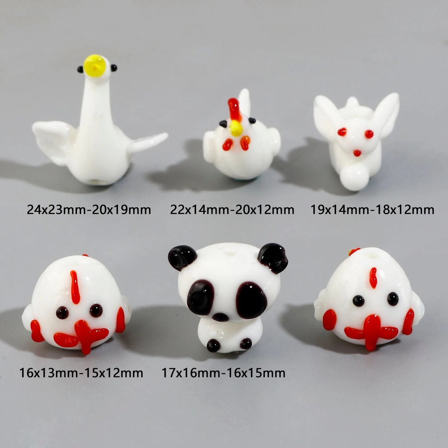 2pcs Panda Lampwork Glass Beads (14mm)
