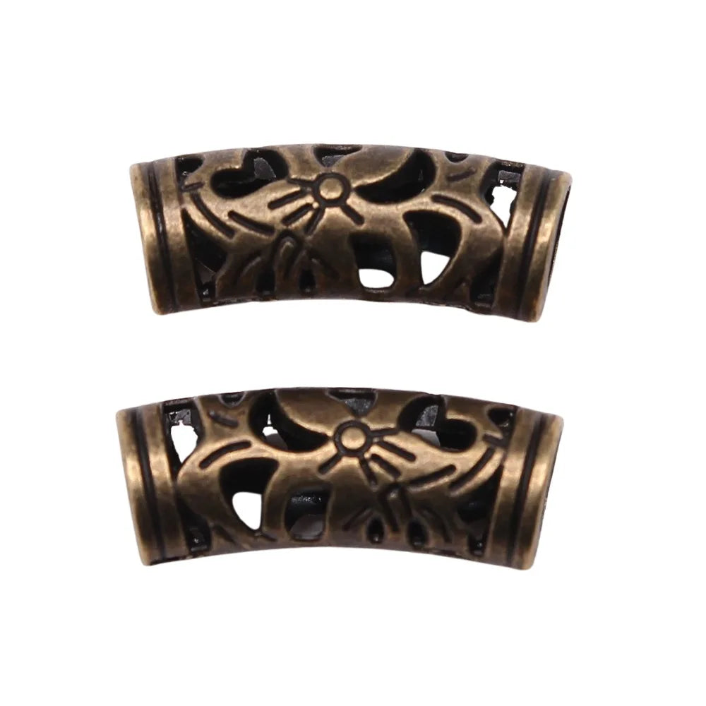 10pcs 20x8x6mm Antique Bronze Engraved Curved Spacer Beads