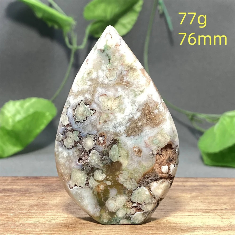 Natural Green Cherry Blossom Agate Freeform Torch