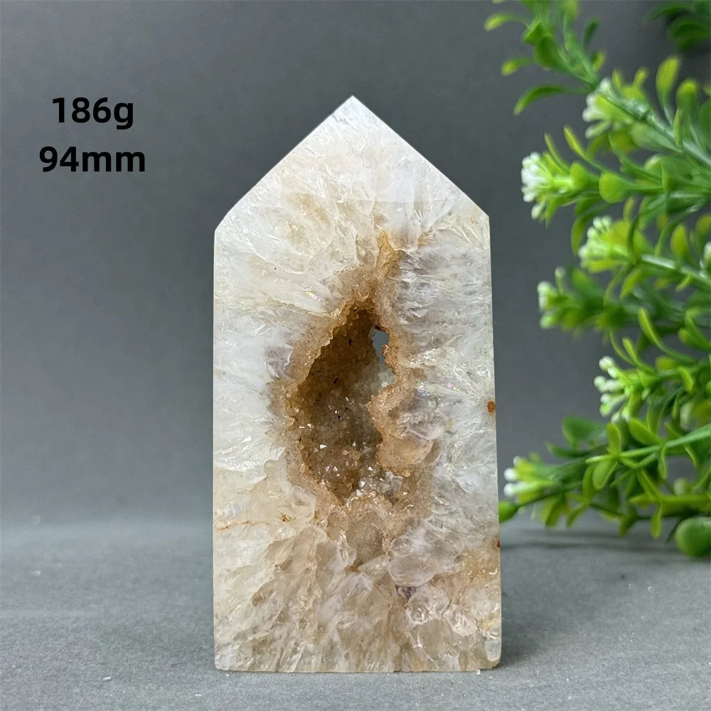 Natural Red Agate Cave Geode Obelisk