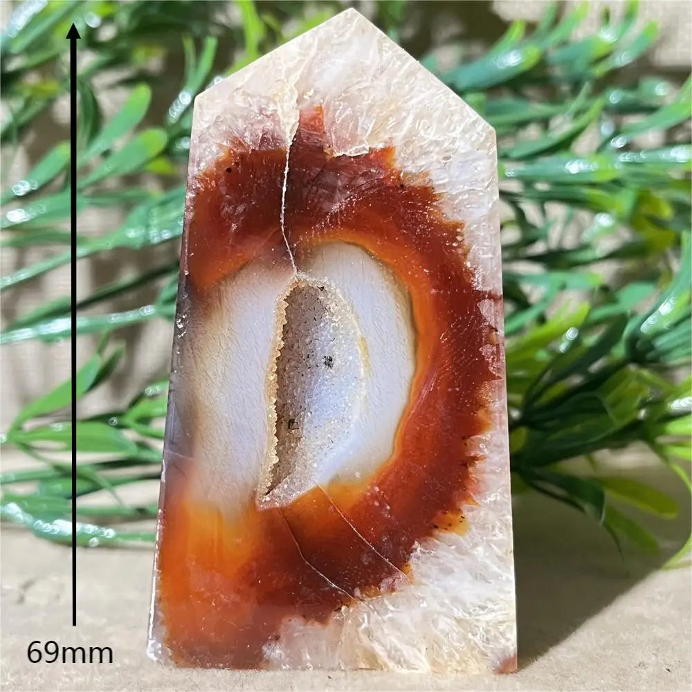 Natural Carnelian Agate Druzy Flat Tower