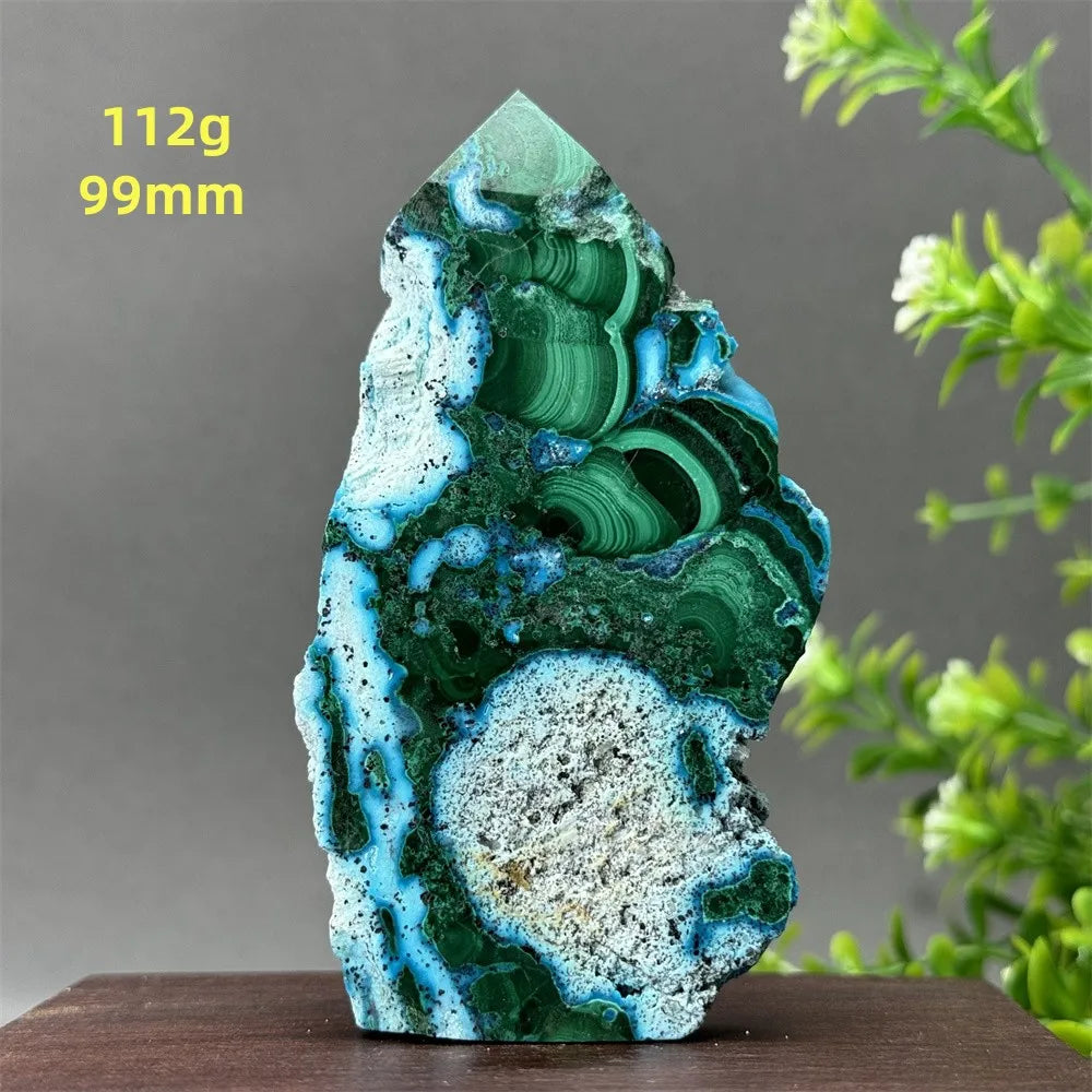 Tour de chrysocolle bleue naturelle, obélisque de forme libre, pierre brute, spécimen minéral, guérison Reiki, méditation, sorcellerie, décoration intérieure