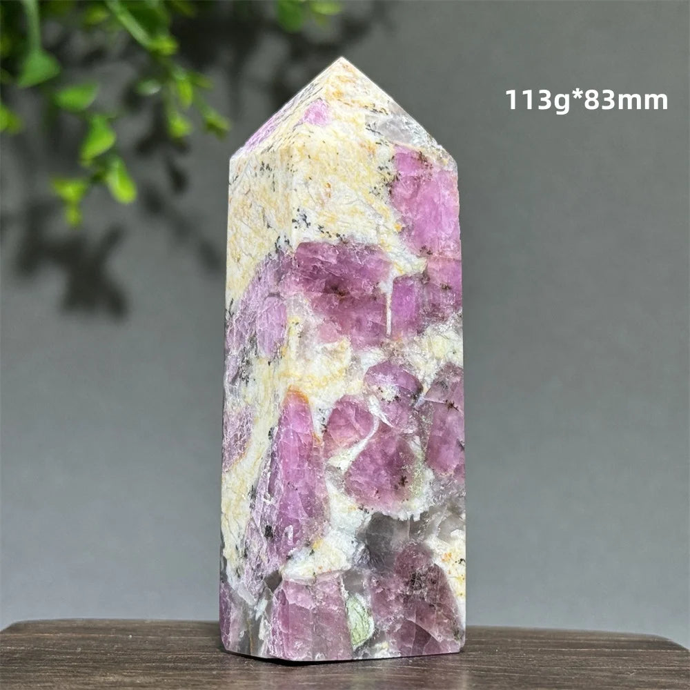 Natural Plum Blossom Tourmaline Obelisk