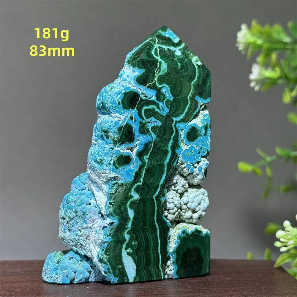Tour de chrysocolle bleue naturelle, obélisque de forme libre, pierre brute, spécimen minéral, guérison Reiki, méditation, sorcellerie, décoration intérieure