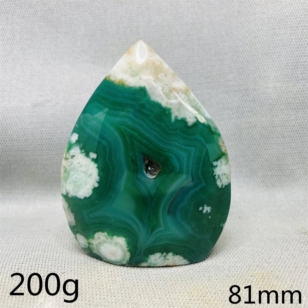 Green Cherry Blossom Agate Free Form Teardrop