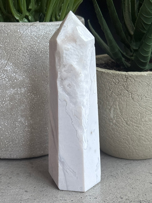 WHITE DRUZY AGATE TOWERS 50% OFF