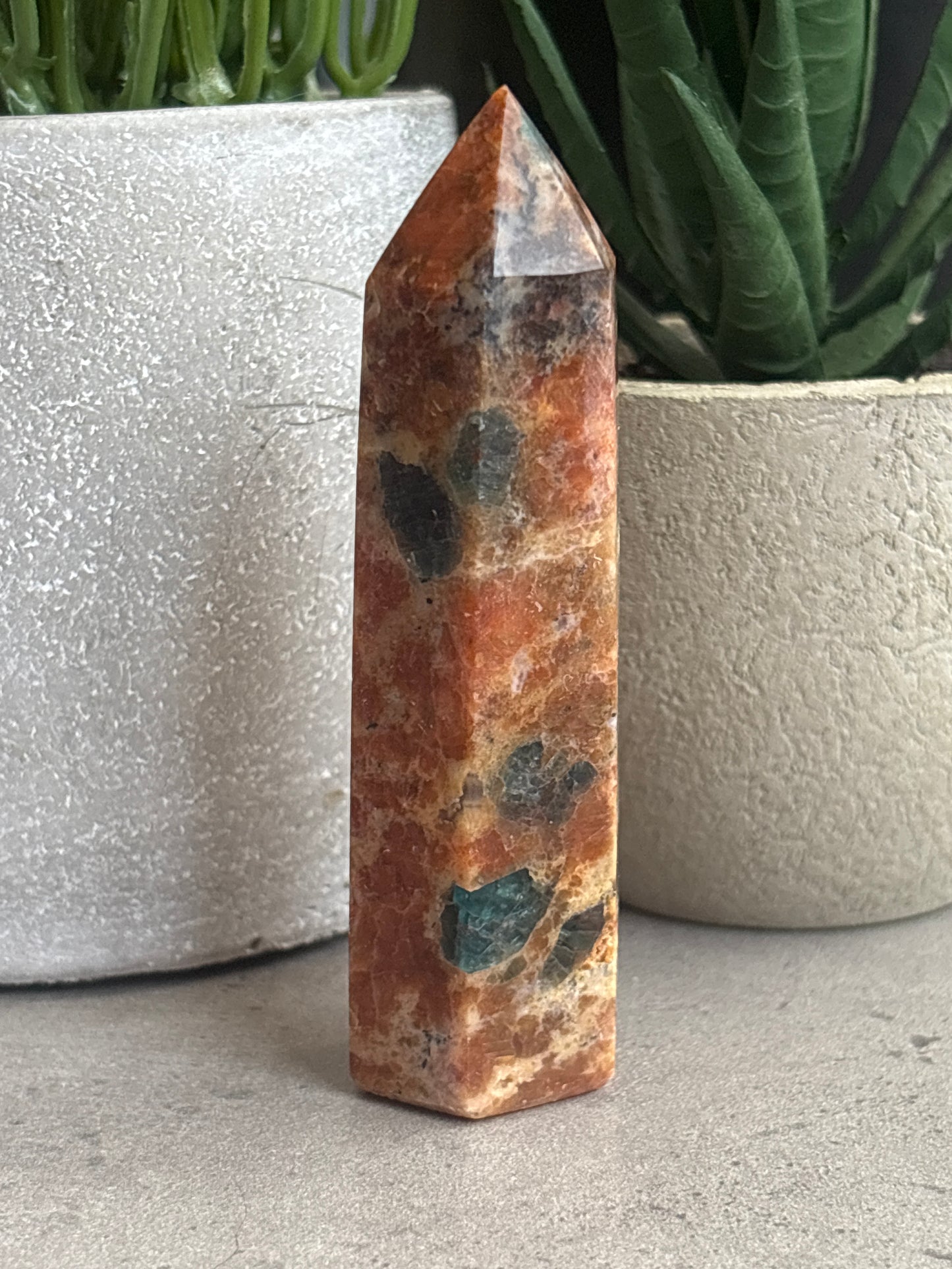 SUNSTONE AND BLUE APATITE TOWERS 50% OFF