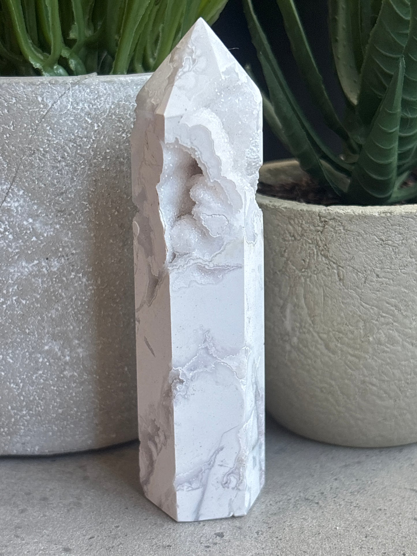 WHITE DRUZY AGATE TOWERS 50% OFF