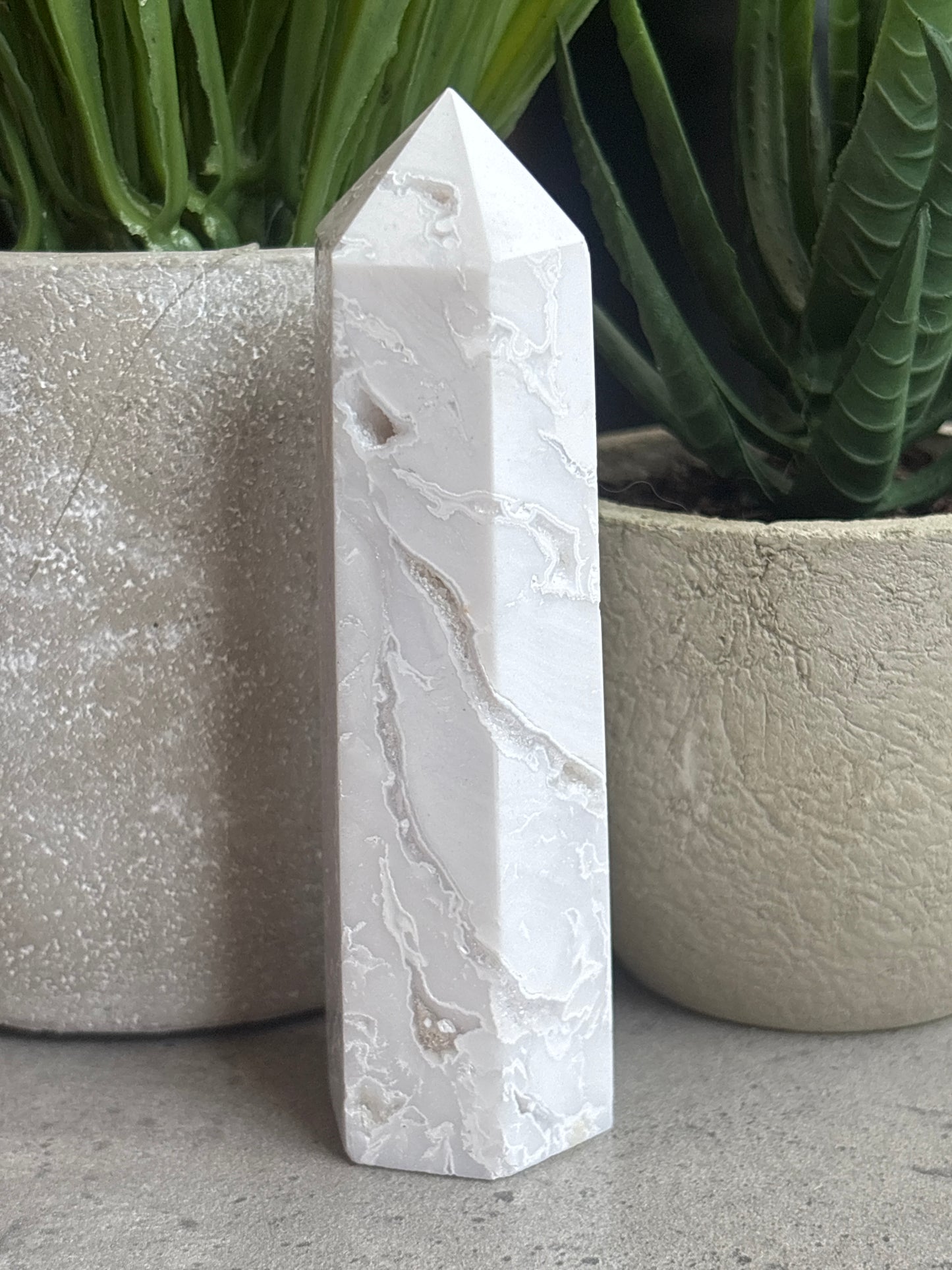 WHITE DRUZY AGATE TOWERS 50% OFF