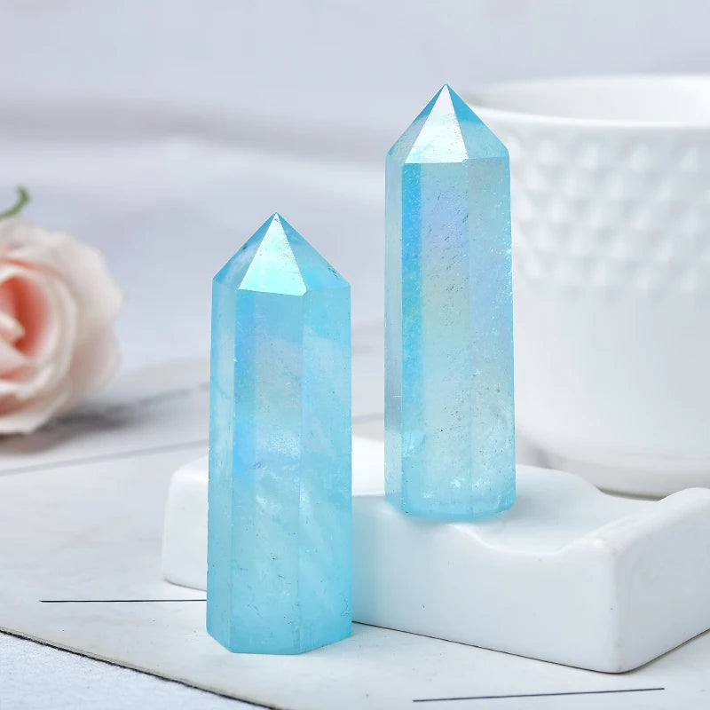 Natural Blue Aura Quartz ower