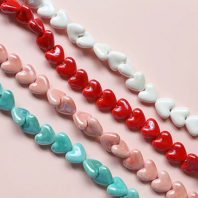 20pcs 15x13mm Heart Shape Ceramic Beads
