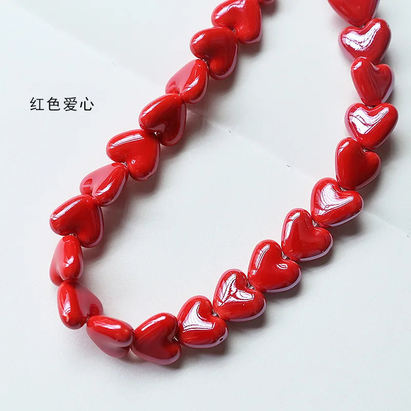 20pcs 15x13mm Heart Shape Ceramic Beads