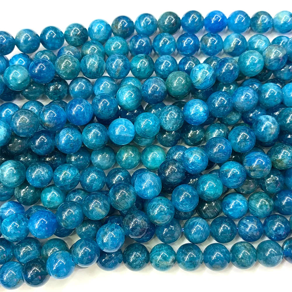 Enhanced Blue Apatite Round Bead Strand