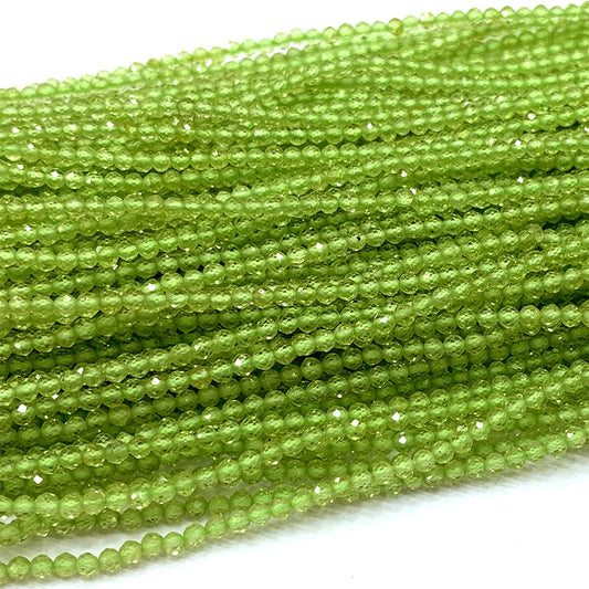 Natural Green Peridot Small Round Bead Strand