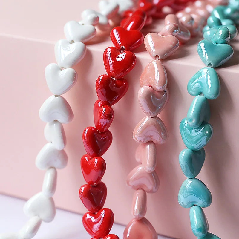 20pcs 15x13mm Heart Shape Ceramic Beads