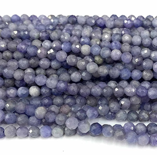 AAA Natural Tanzanite Faceted Round Bead Strand