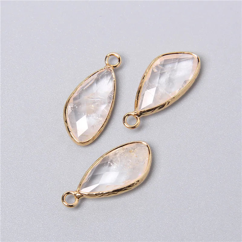 Lot de 2 pendentifs en pierre naturelle en forme de larme