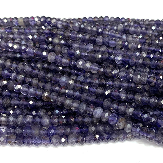 Natural Iolite Faceted Small Rondelle Bead Strand