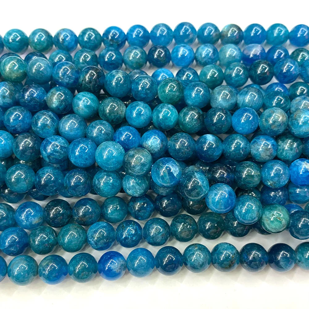 Enhanced Blue Apatite Round Bead Strand