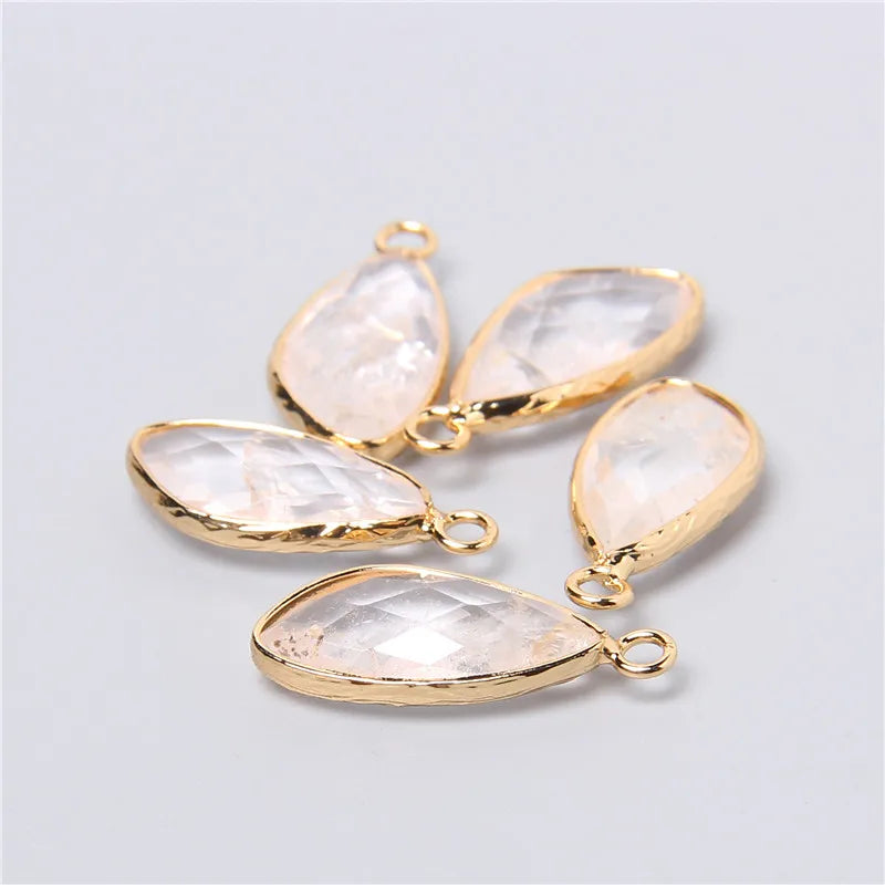 Lot de 2 pendentifs en pierre naturelle en forme de larme