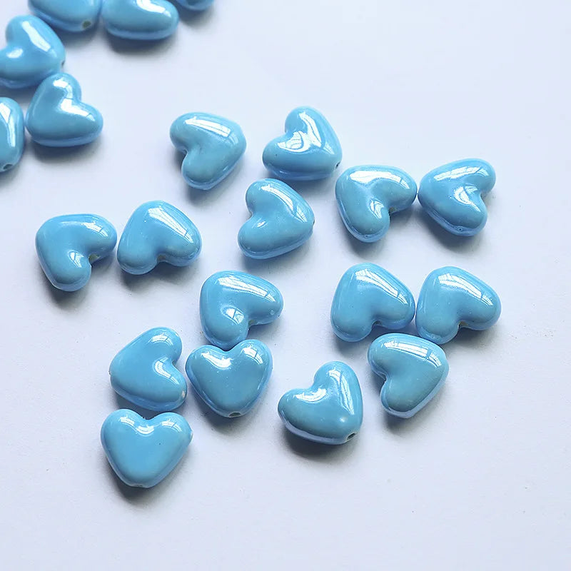 20pcs 15x13mm Heart Shape Ceramic Beads