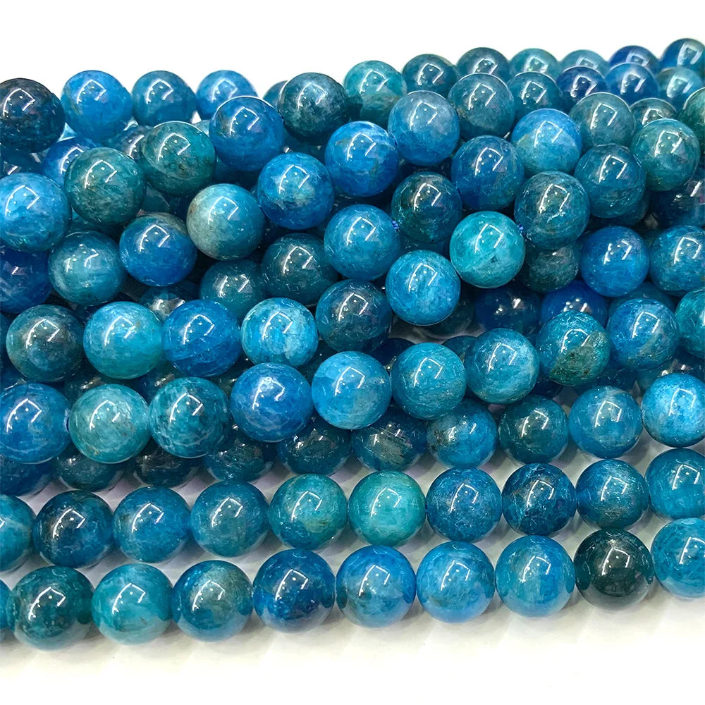Enhanced Blue Apatite Round Bead Strand
