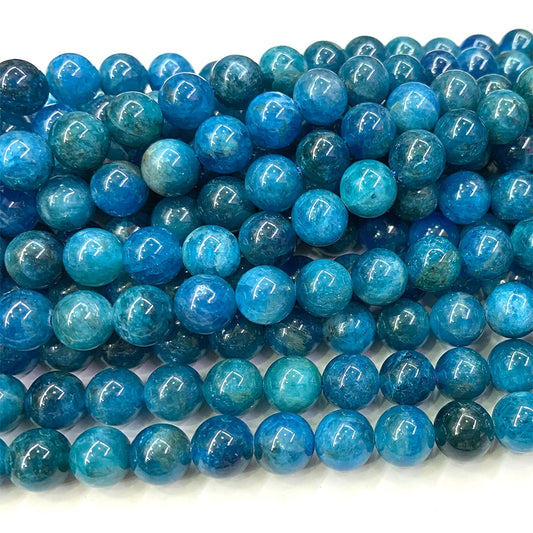 Enhanced Blue Apatite Round Bead Strand