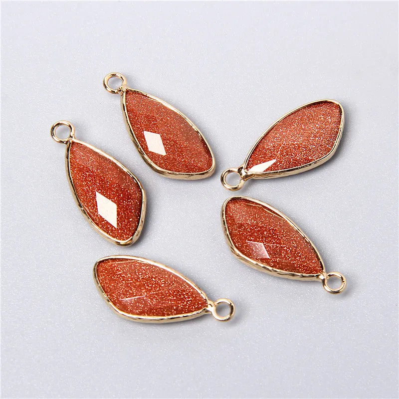 Lot de 2 pendentifs en pierre naturelle en forme de larme