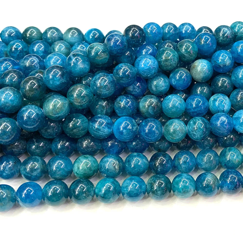 Enhanced Blue Apatite Round Bead Strand