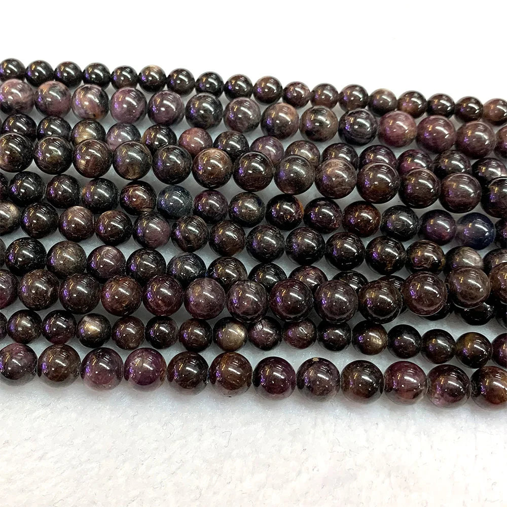 AAA Natural Starlight Ruby Sapphire Round Bead Strand