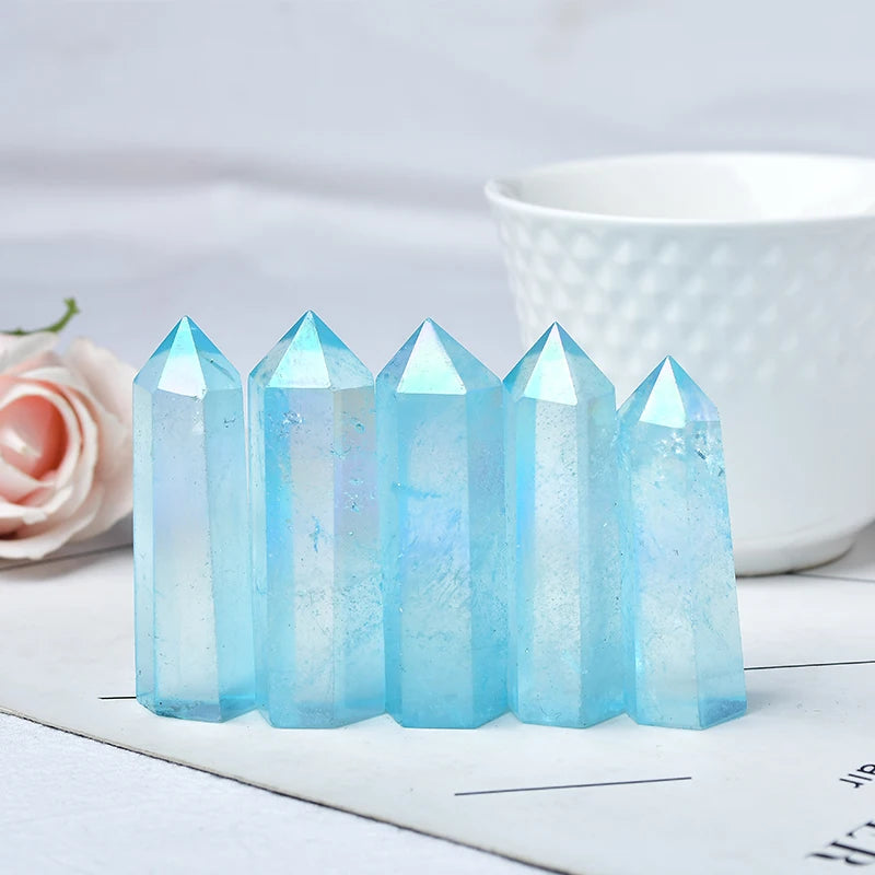 Natural Blue Aura Quartz ower