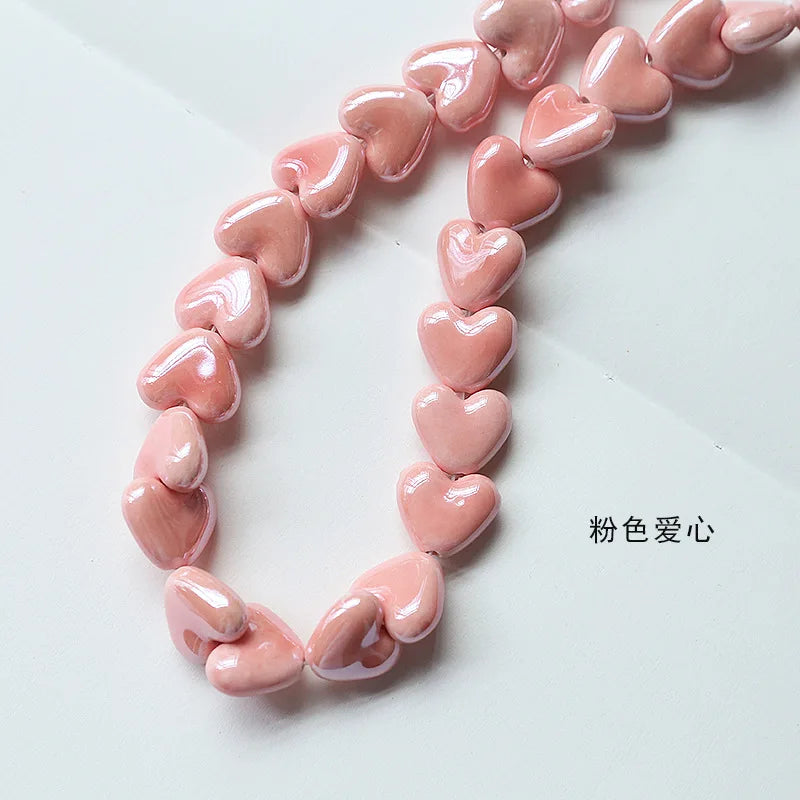 20pcs 15x13mm Heart Shape Ceramic Beads