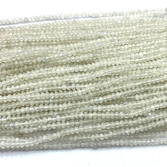 Natural Moonstone Faceted Small Rondelle Bead Strand