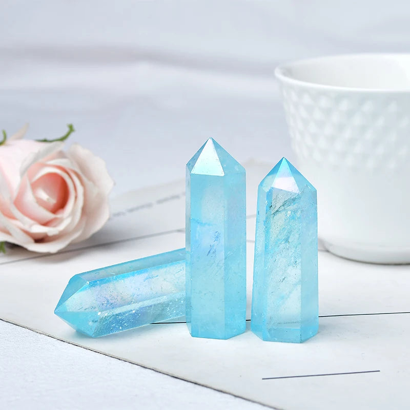 Natural Blue Aura Quartz ower