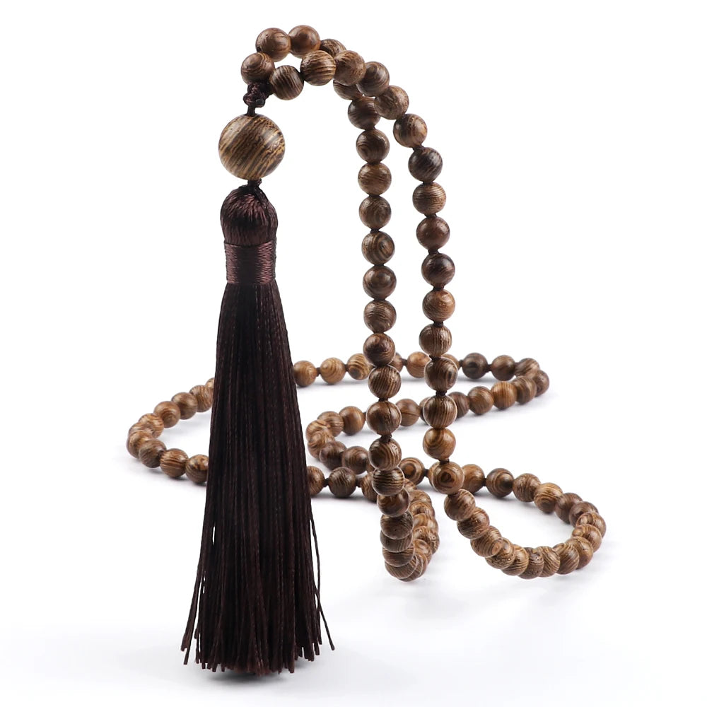 Collier de perles Mala en bois de 6/8 mm