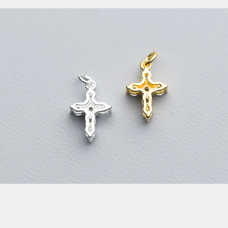 925 Sterling Silver Cross Charm With AAA Zirconia