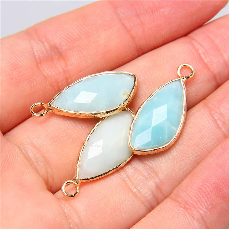 Lot de 2 pendentifs en pierre naturelle en forme de larme