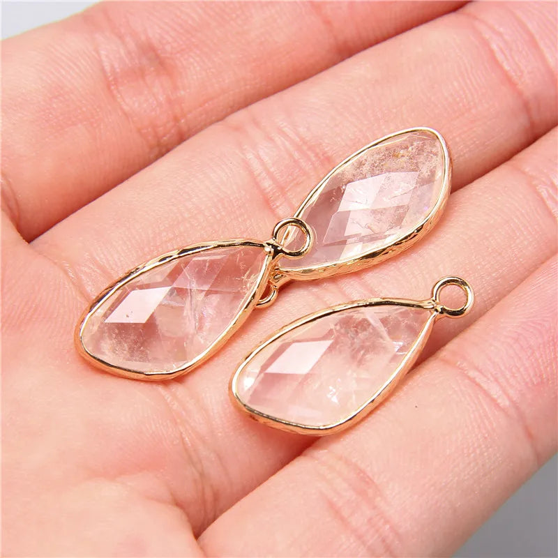 Lot de 2 pendentifs en pierre naturelle en forme de larme
