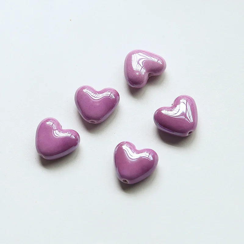 20pcs 15x13mm Heart Shape Ceramic Beads